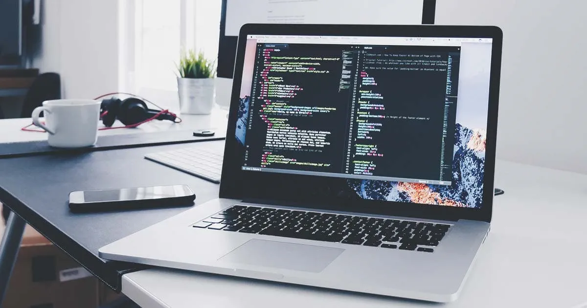 CMS code on a laptop