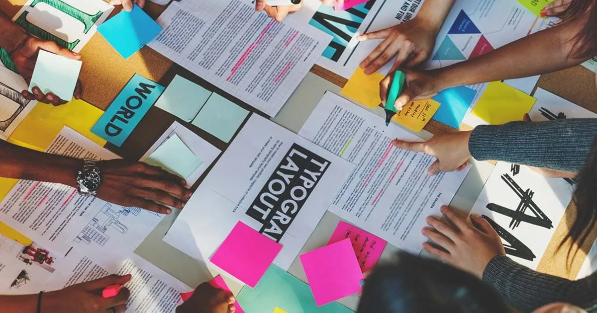 Team working together on website content