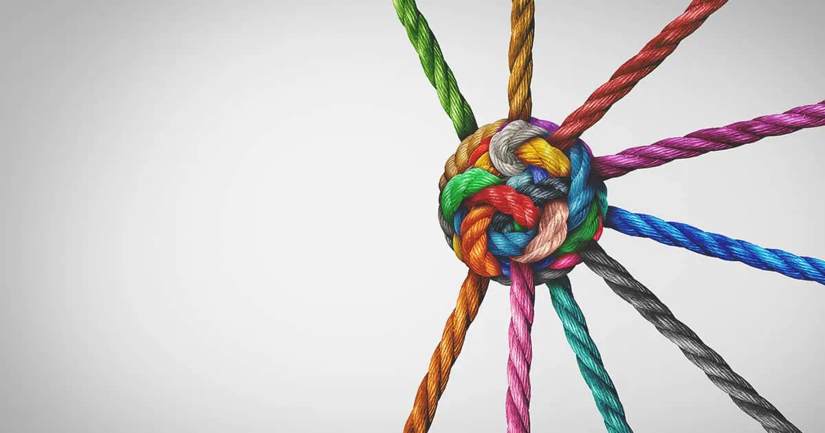 Diverse ropes connected together representing integration