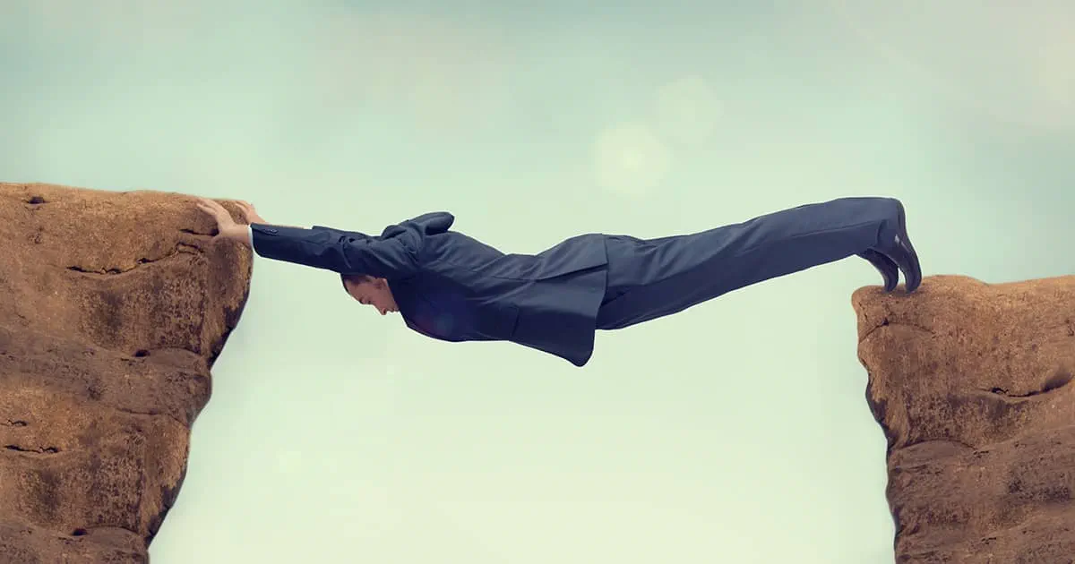 Over stretched business man