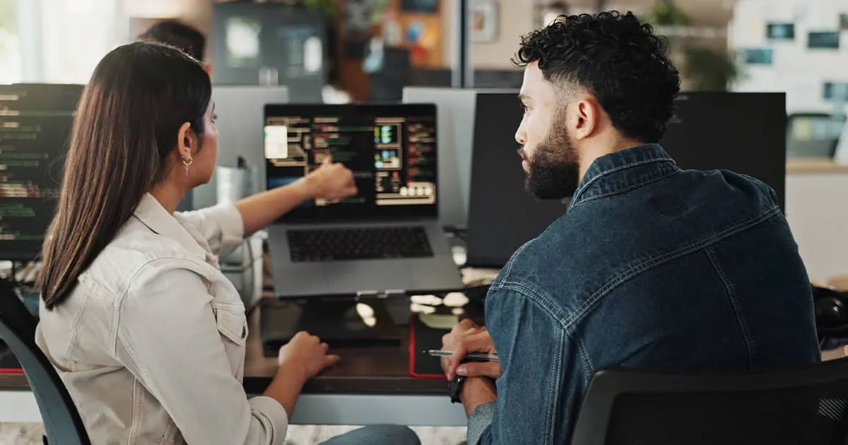 Developers testing and discussing