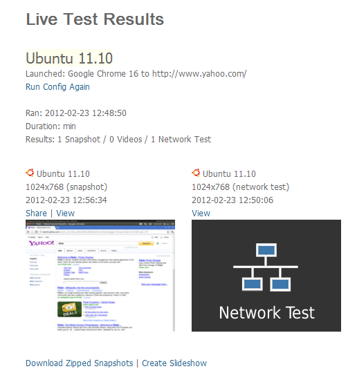 Live Test Results