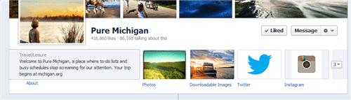 Pure Michigan's Facebook profile